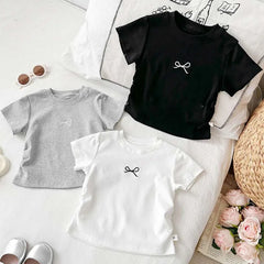 Girls Korean Bowknot T-Shirt Cotton