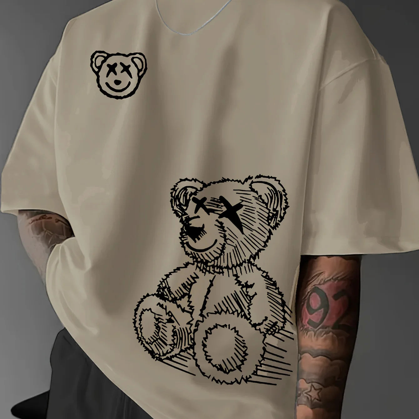 Cartoon Bear Cotton T-Shirt Men