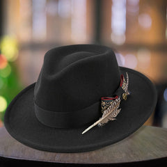 Feather Trim Fedora Hat