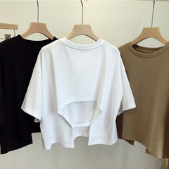 Backless Crop T-Shirt for Women