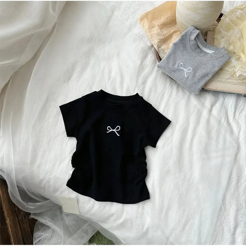 Girls Korean Bowknot T-Shirt Cotton