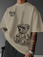 Cartoon Bear Cotton T-Shirt Men
