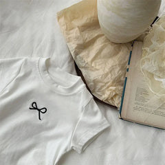 Girls Korean Bowknot T-Shirt Cotton