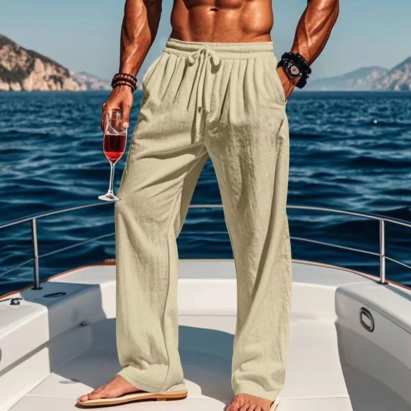 Men's Cotton Linen Beach Pants