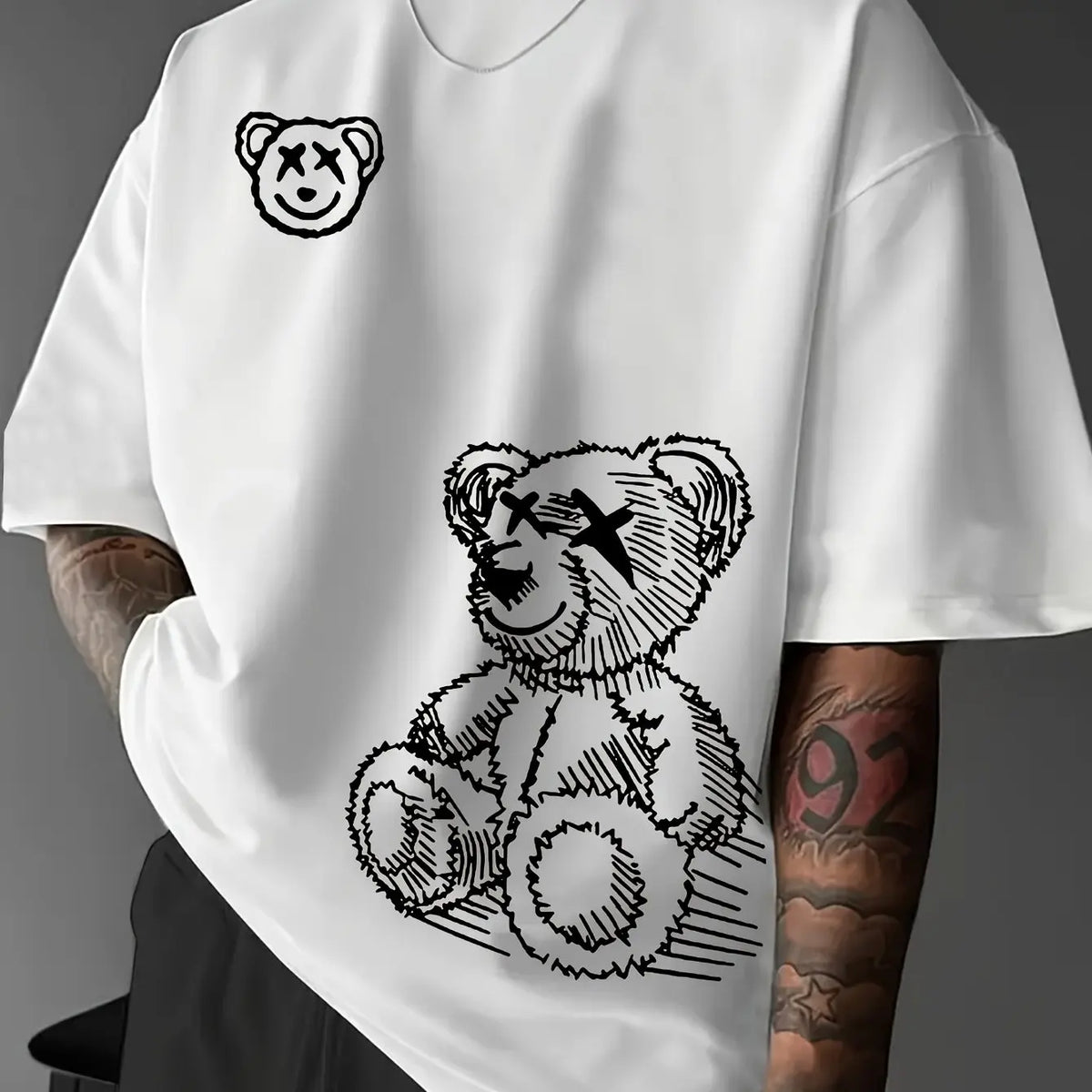 Cartoon Bear Cotton T-Shirt Men