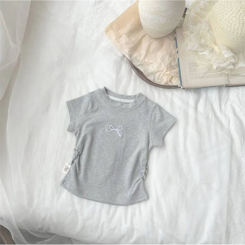 Girls Korean Bowknot T-Shirt Cotton