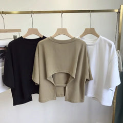 Backless Crop T-Shirt for Women