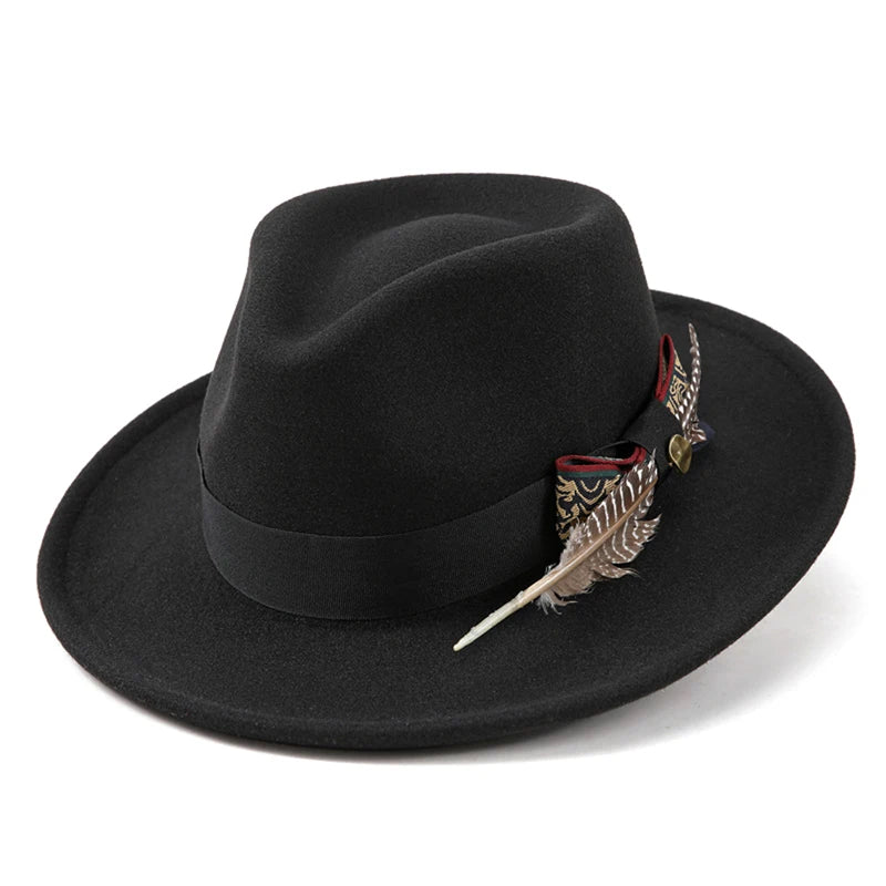 Feather Trim Fedora Hat