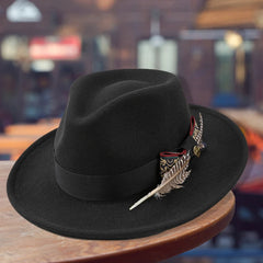 Feather Trim Fedora Hat