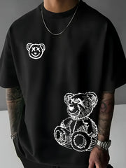 Cartoon Bear Cotton T-Shirt Men