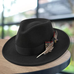 Feather Trim Fedora Hat