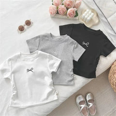 Girls Korean Bowknot T-Shirt Cotton