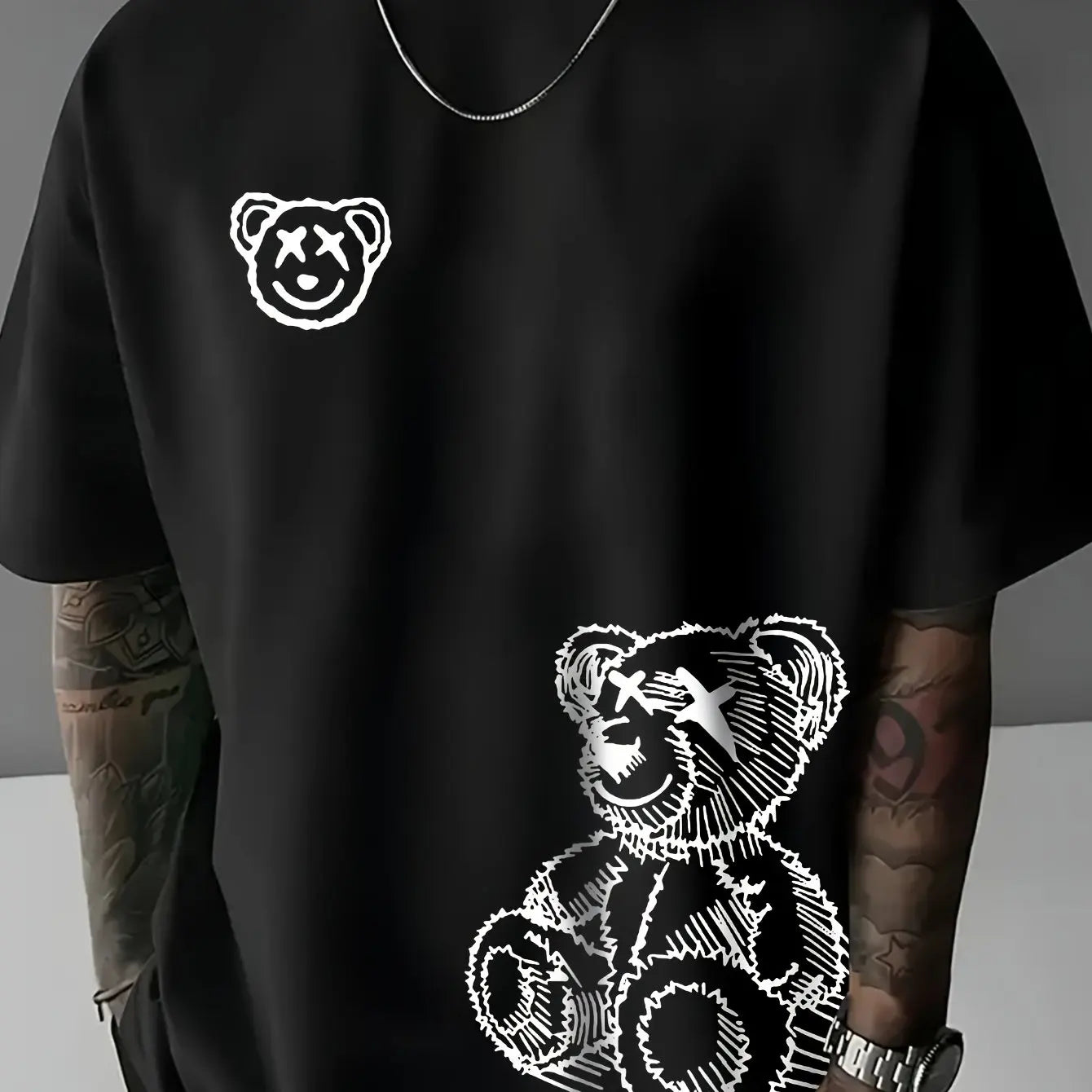 Cartoon Bear Cotton T-Shirt Men